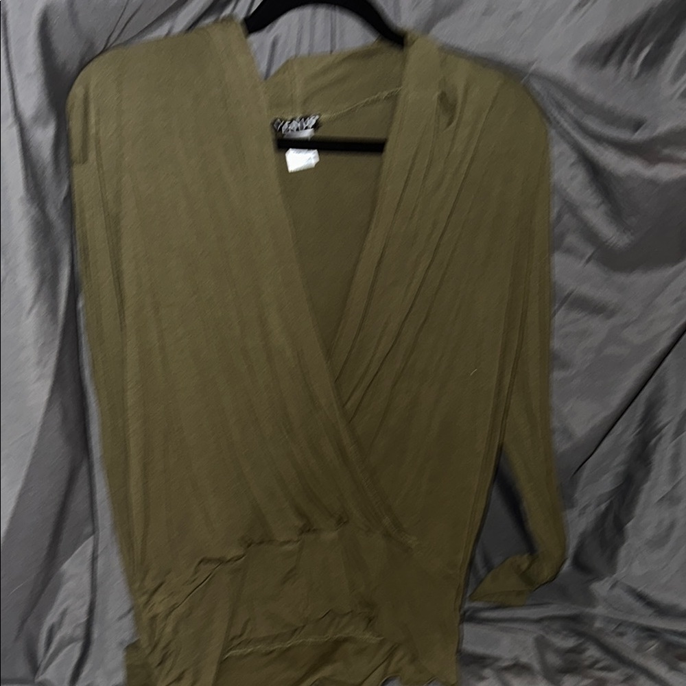 Olive Green Wrap Cardigan